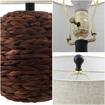 Camilo 21.5" Modern Coastal Woven Rattan Globe LED Table Lamp